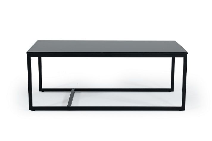 47" Black And Black Marble Stone Rectangular Coffee Table By Homeroots