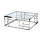 40" Silver And Clear Glass Square Coffee Table By Homeroots