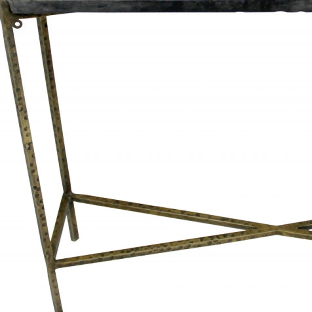 32" Black and Gold Stone Frame Console Table By Homeroots | Console Tables | Modishstore - 5