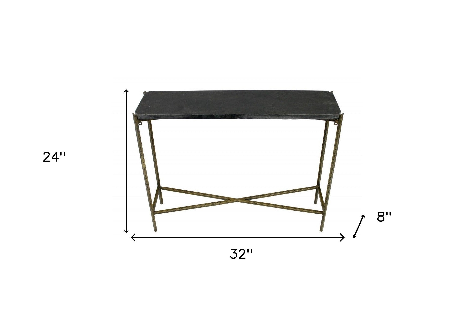 32" Black and Gold Stone Frame Console Table By Homeroots | Console Tables | Modishstore - 6