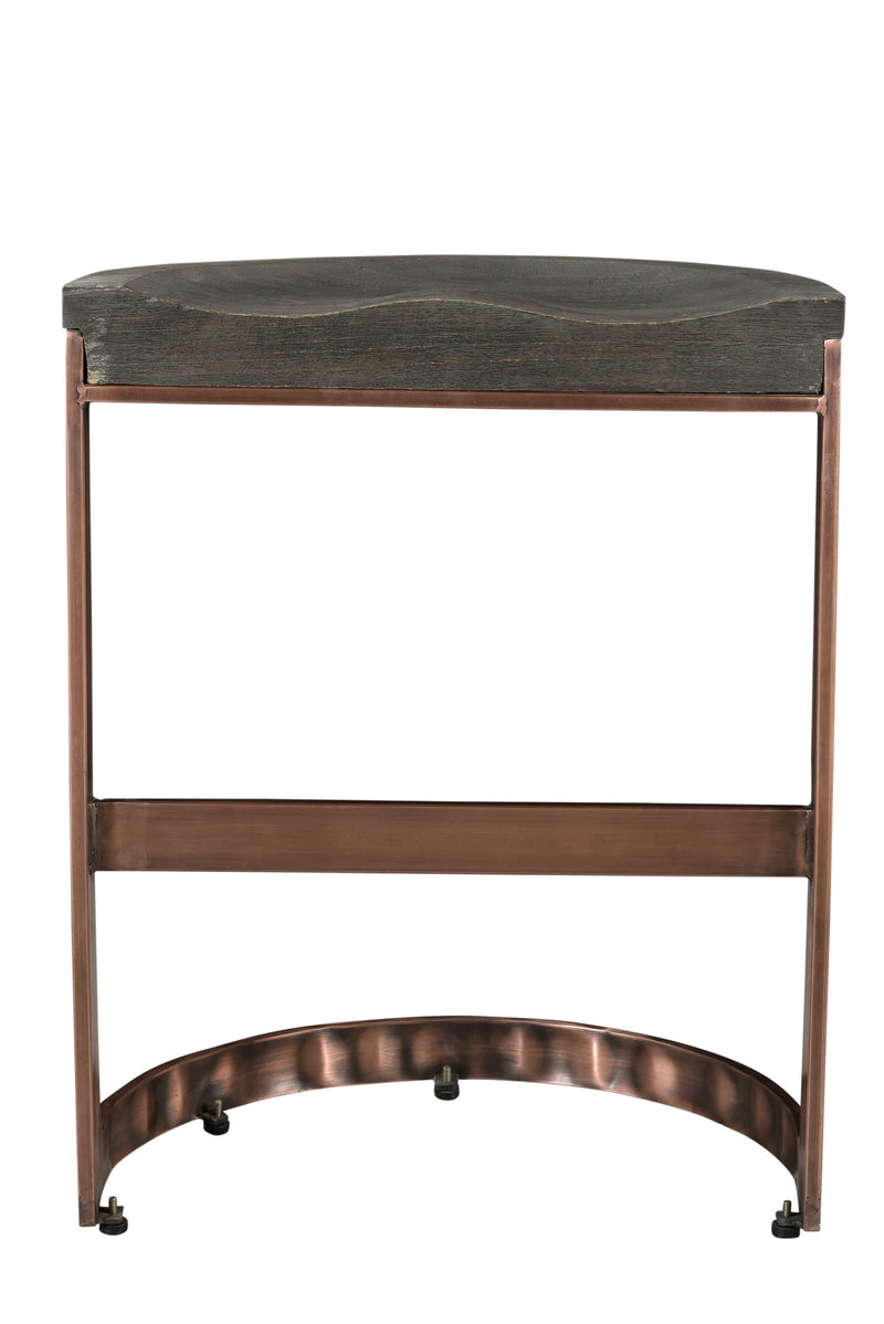 30" Gray And Copper Iron Backless Bar Height Bar Chair With Footrest By Homeroots | Bar Stools | Modishstore