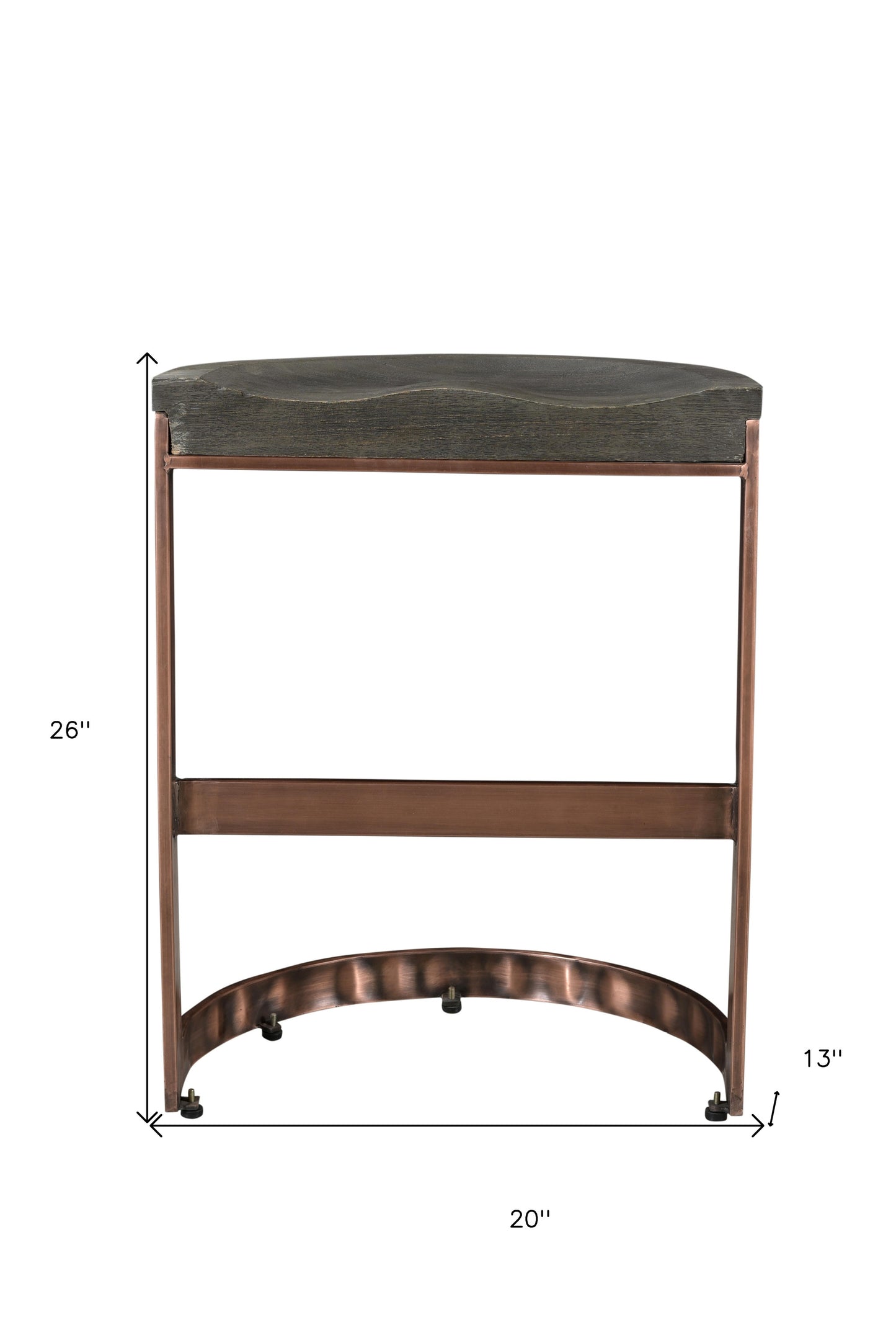 30" Gray And Copper Iron Backless Bar Height Bar Chair With Footrest By Homeroots | Bar Stools | Modishstore - 6