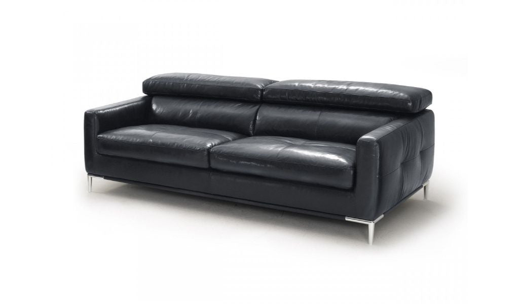 79" Black Silver Genuine Leather Sofa By Homeroots | Sofas | Modishstore