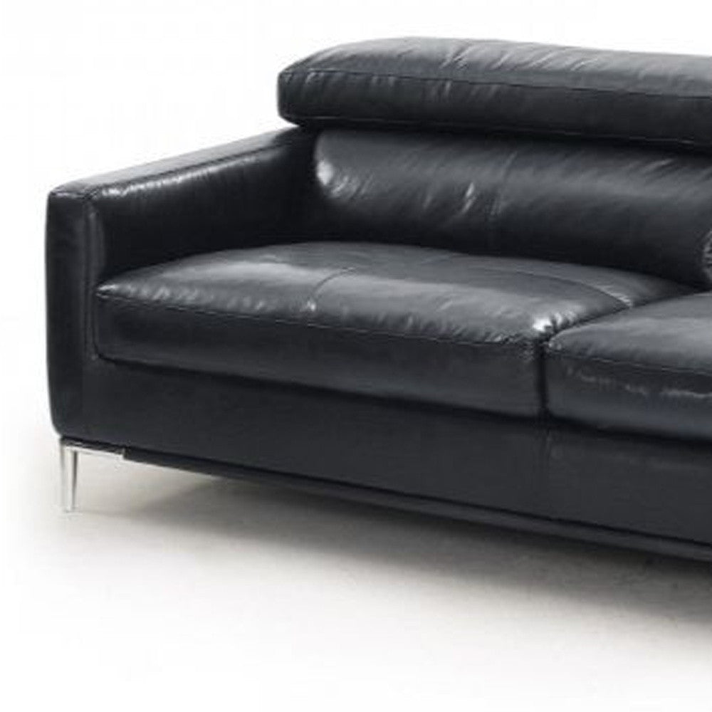 79" Black Silver Genuine Leather Sofa By Homeroots | Sofas | Modishstore - 4