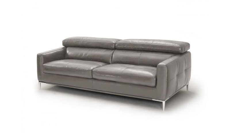 79" Dark Grey Genuine Leather and Silver Sofa By Homeroots | Sofas | Modishstore