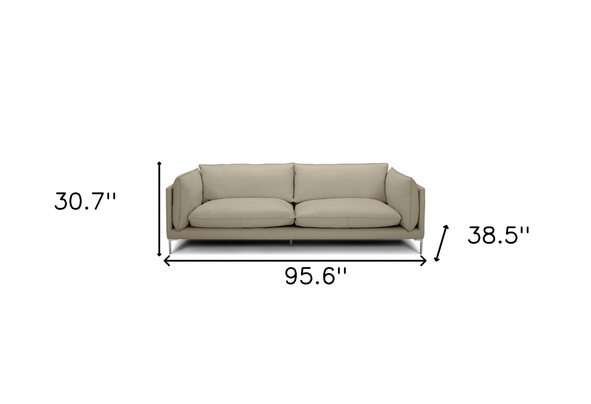 96" Taupe Top Grain Leather Sofa By Homeroots | Sofas | Modishstore - 5