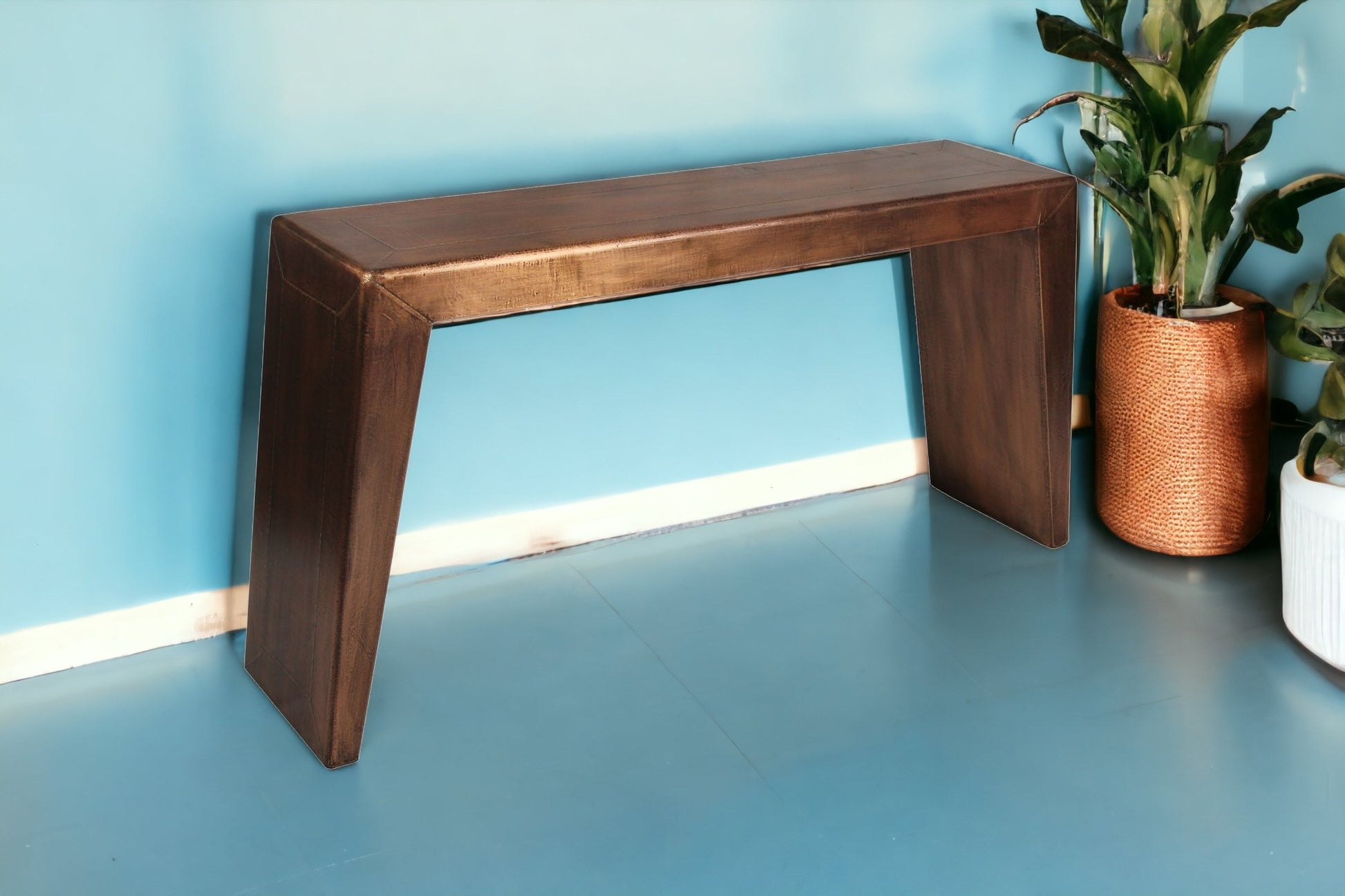 60" Copper Aluminum Sled Console Table By Homeroots | Console Tables | Modishstore - 3