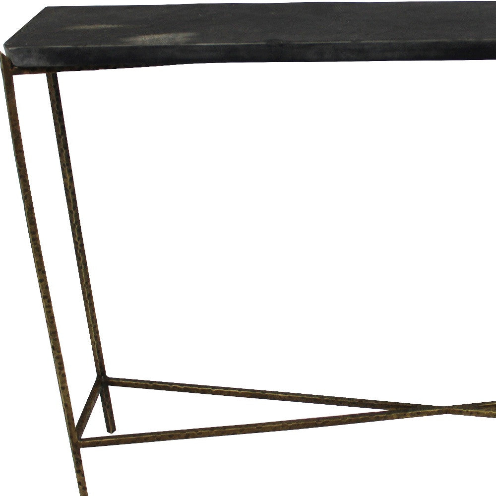 48" Black and Gold Stone Frame Console Table By Homeroots | Console Tables | Modishstore - 5