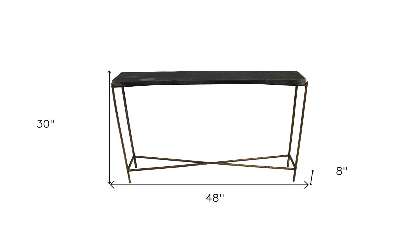 48" Black and Gold Stone Frame Console Table By Homeroots | Console Tables | Modishstore - 6