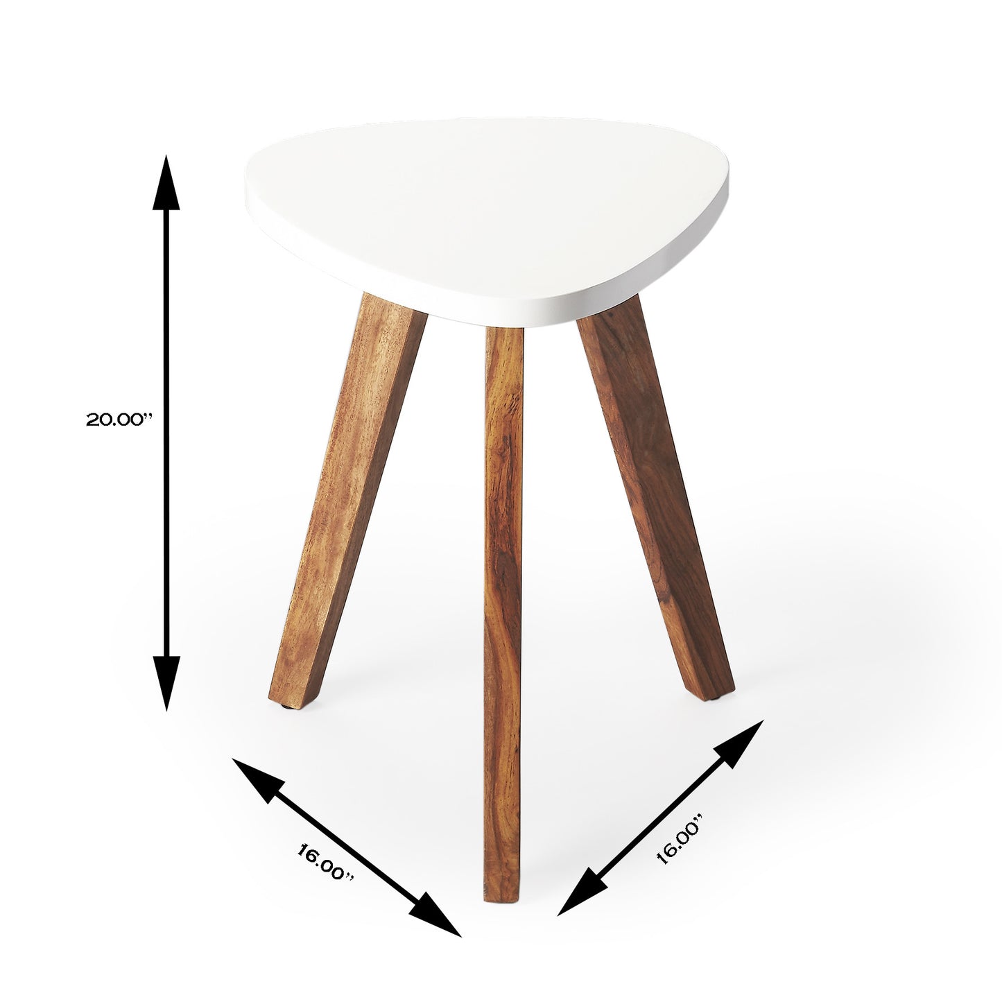 20" White and Natural Wood Triangle End Table By Homeroots | End Tables | Modishstore - 8