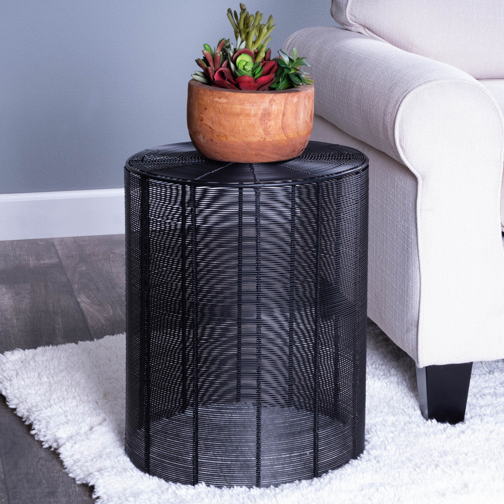 18" Black Round Wire End End Table By Homeroots | End Tables | Modishstore - 8