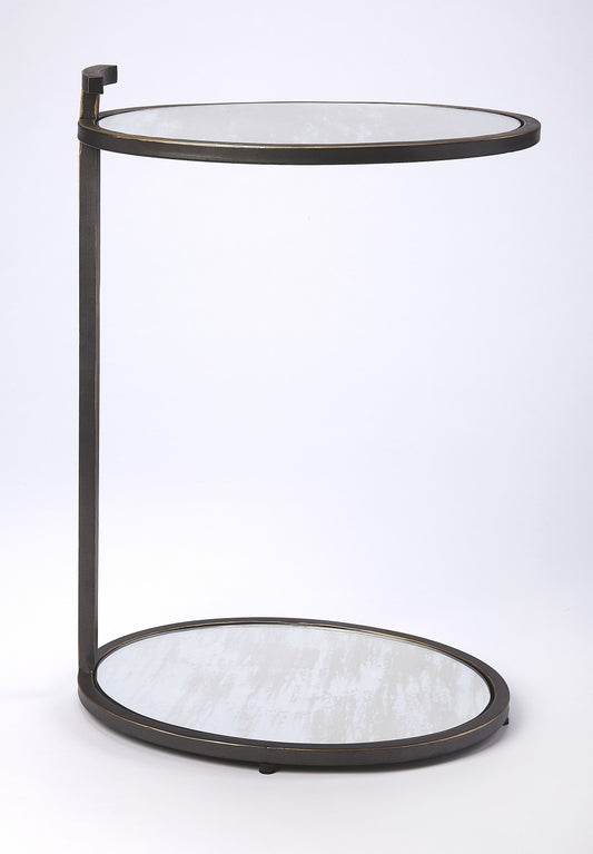 23" Black Mirrored Oval End Table With Shelf By Homeroots | End Tables | Modishstore