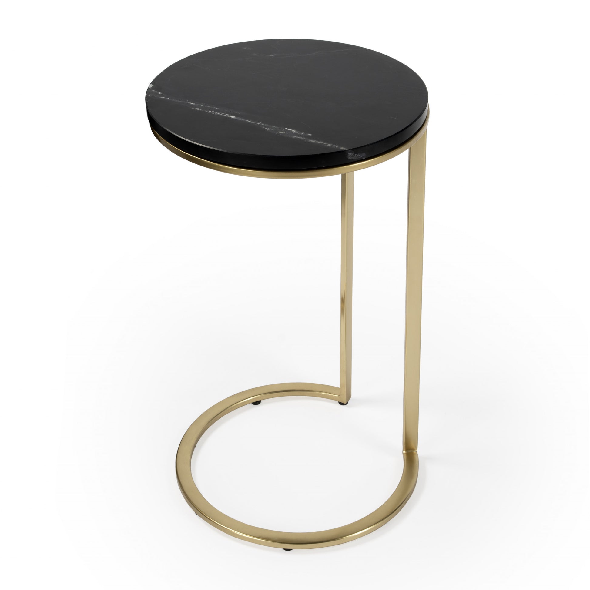 28" Black Marble Round End Table By Homeroots | End Tables | Modishstore