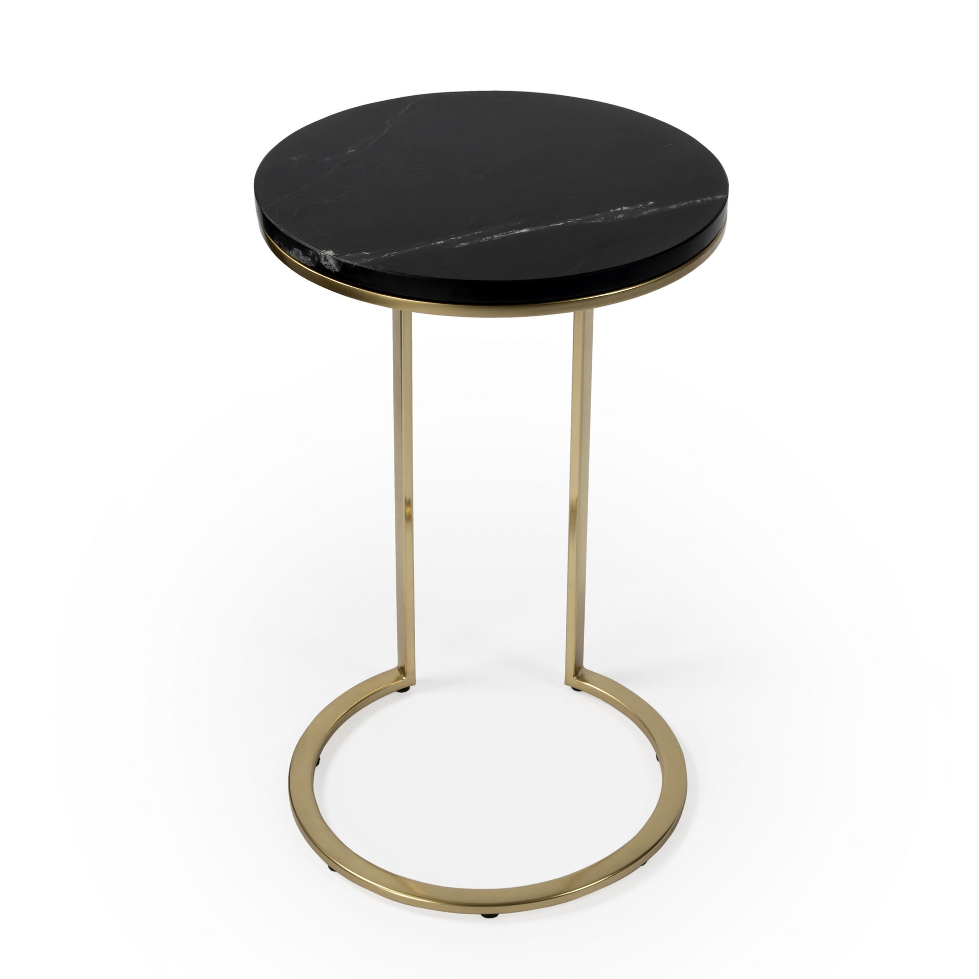 28" Black Marble Round End Table By Homeroots | End Tables | Modishstore - 2