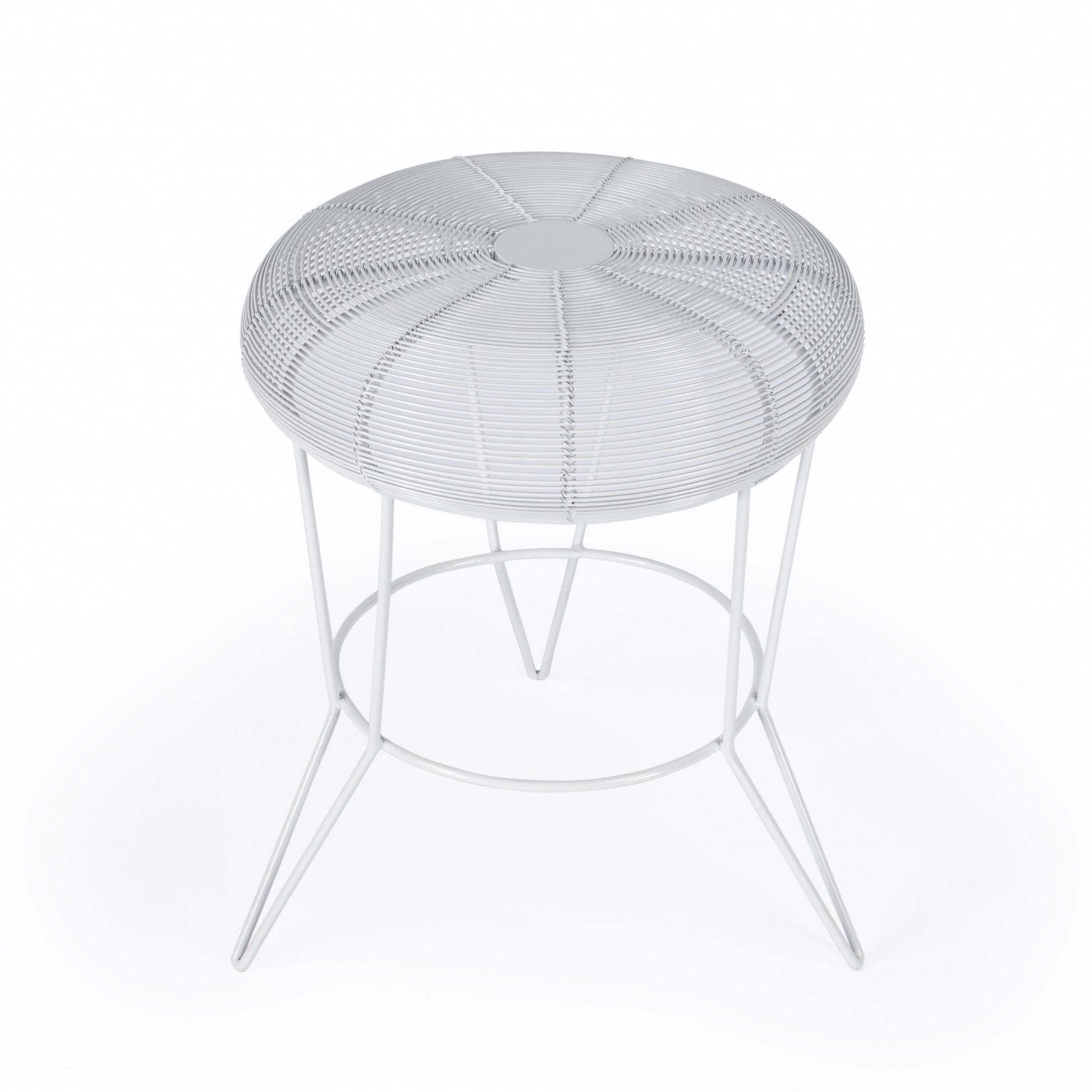 18" White Wire Round top End Table By Homeroots | End Tables | Modishstore