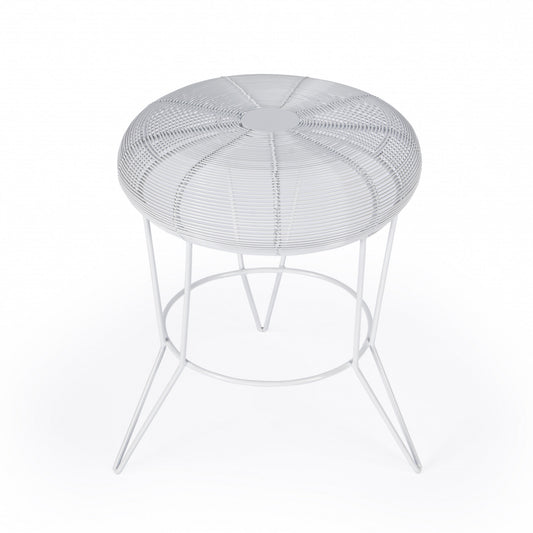 18" White Wire Round top End Table By Homeroots