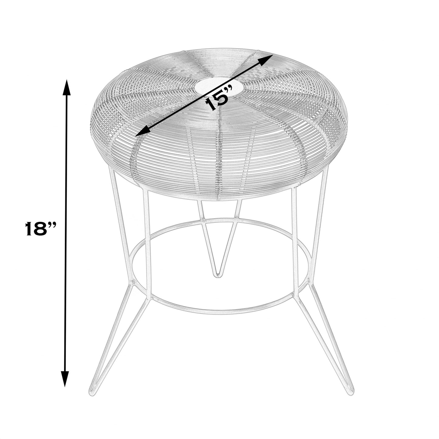 18" White Wire Round top End Table By Homeroots | End Tables | Modishstore - 8