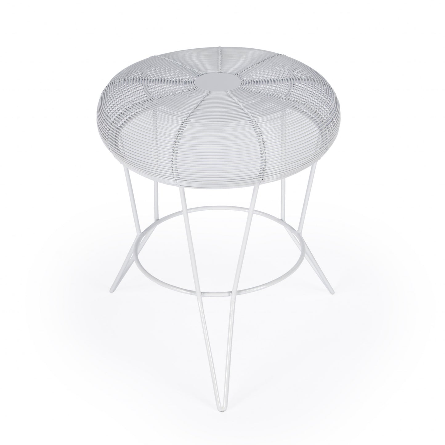 18" White Wire Round top End Table By Homeroots | End Tables | Modishstore - 3