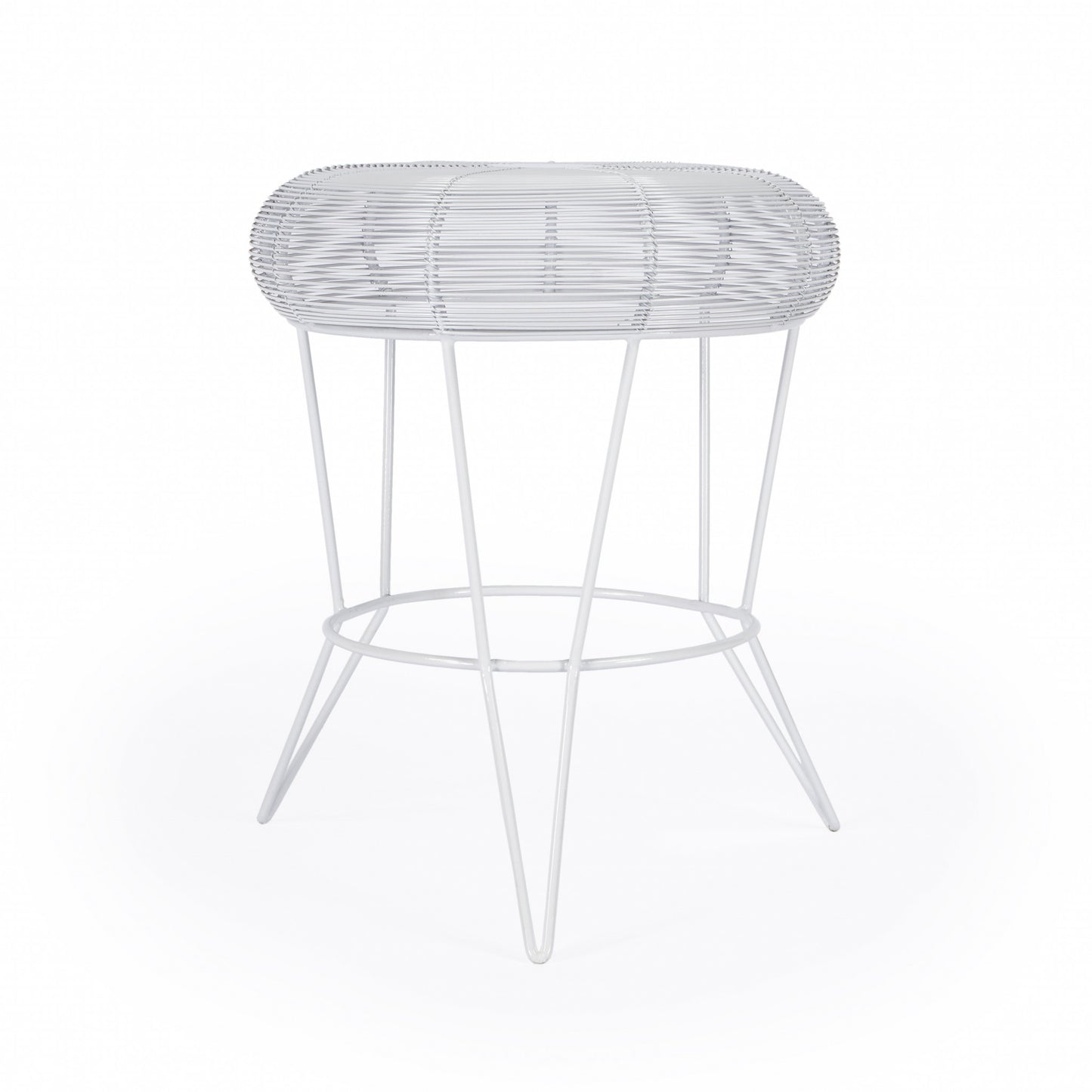 18" White Wire Round top End Table By Homeroots | End Tables | Modishstore - 4