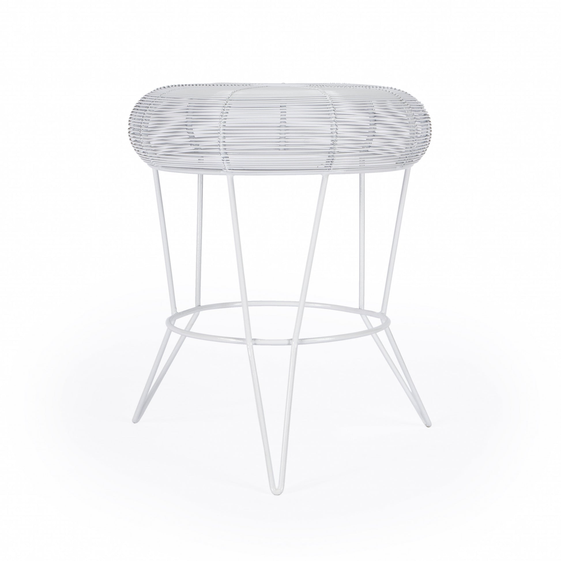 18" White Wire Round top End Table By Homeroots | End Tables | Modishstore - 4