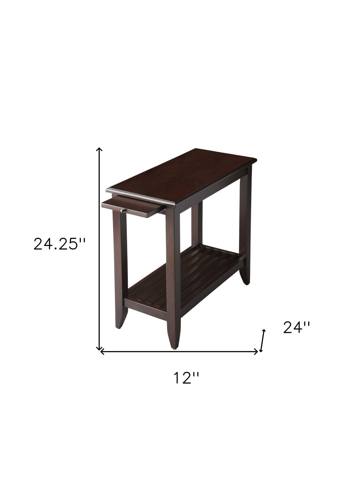 24" Merlot Manufactured Wood Rectangular End Table With Shelf By Homeroots | End Tables | Modishstore - 5