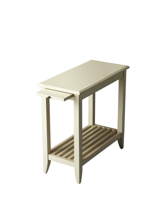 24" Cream White Rectangular End Table With Shelf By Homeroots