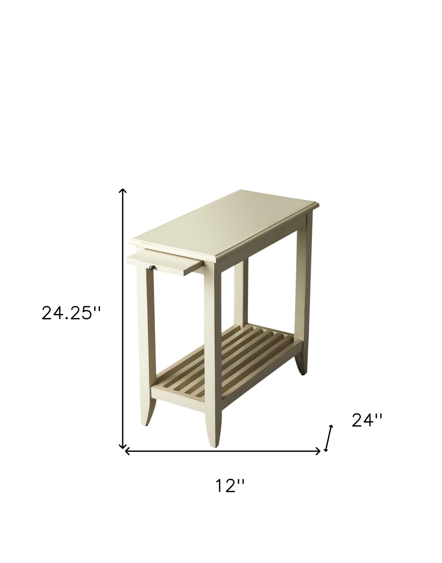 24" Cream White Rectangular End Table With Shelf By Homeroots | End Tables | Modishstore - 5