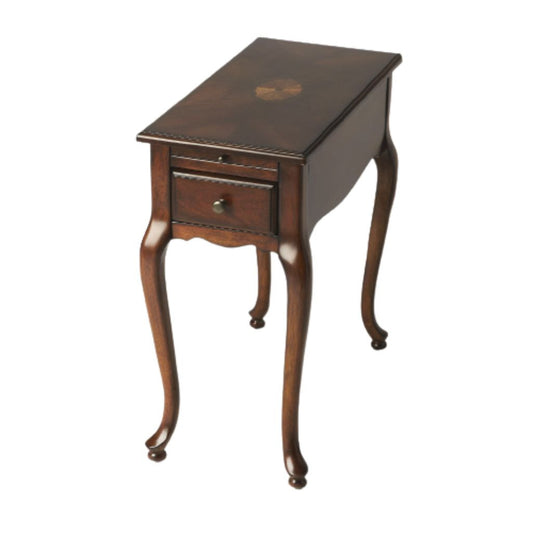 25" Cherry Brown Solid And Manufactured Wood Rectangular End Table With Drawer By Homeroots