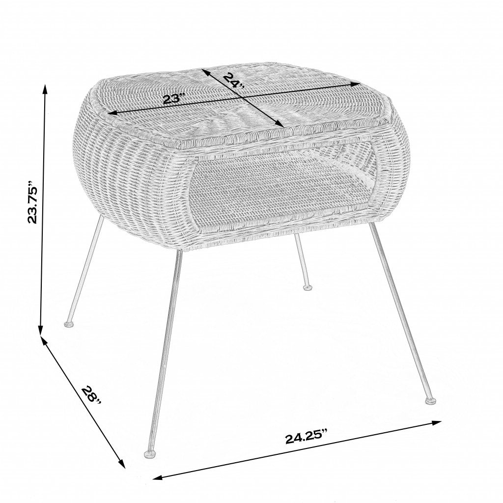 24" Natural Brown Rattan and Black End Table With Shelf By Homeroots | End Tables | Modishstore - 8