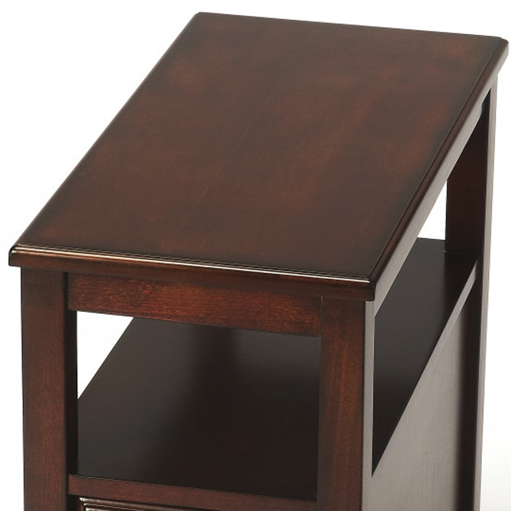 24" Dark Brown Manufactured Wood End Table With Two Drawers And Shelf By Homeroots | End Tables | Modishstore - 4