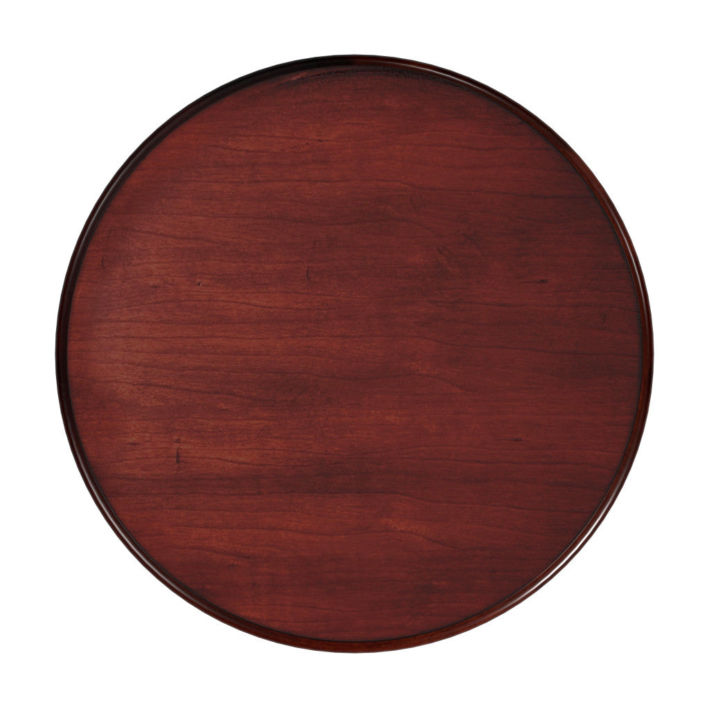 Homeroots 26 Cherry Solid and Manufactured Wood Round End Table with Drawer and Shelf