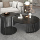 35" Black Marble And Solid Wood Round Nested Coffee Tables By Homeroots