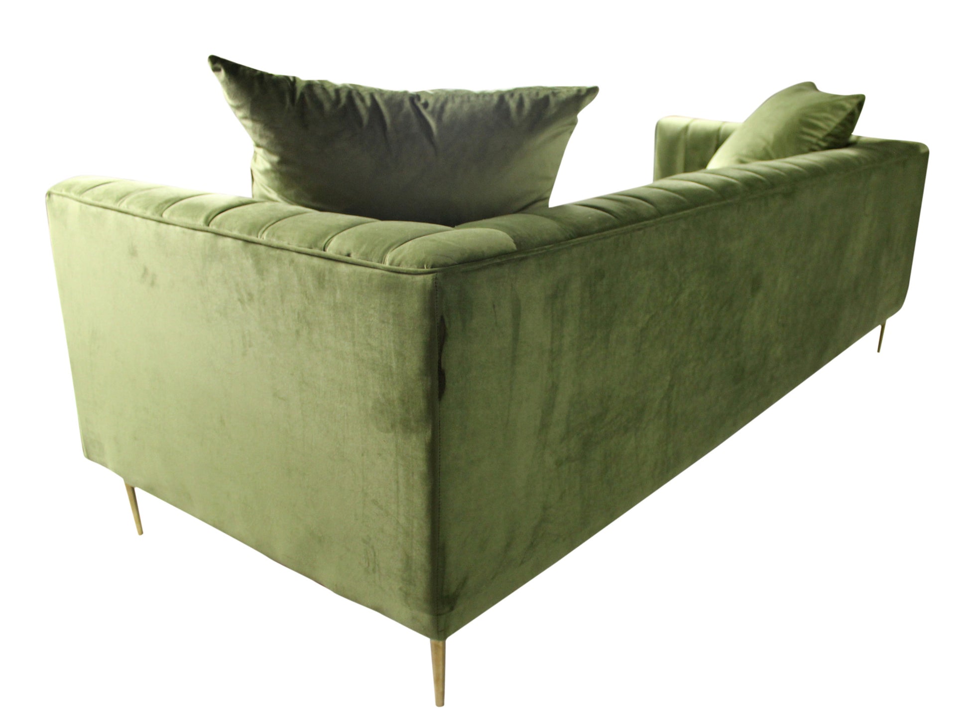 90" Moss Green Velvet And Gold Sofa With Two Toss Pillows By Homeroots | Sofas | Modishstore - 5