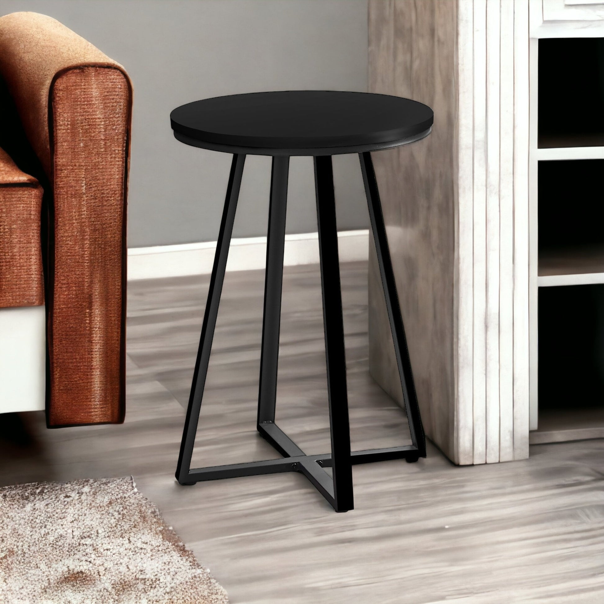 22" Black Round End Table By Homeroots | End Tables | Modishstore - 6