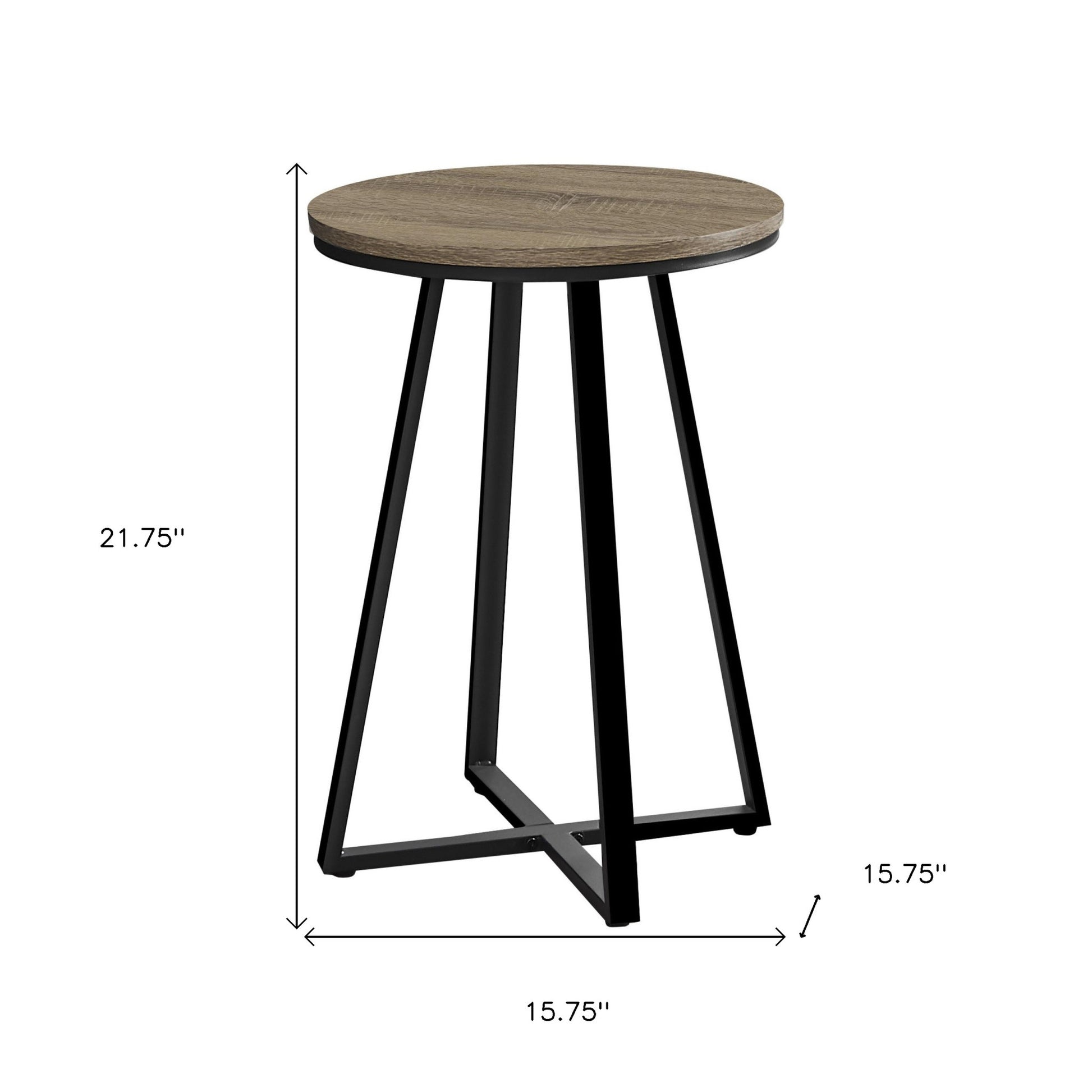 22" Black And Dark Taupe Round End Table By Homeroots | End Tables | Modishstore - 4