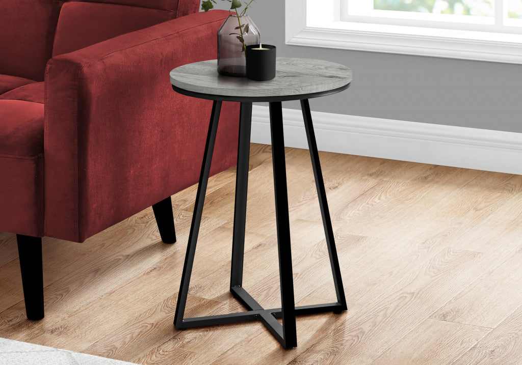 22" Black And Grey Round End Table By Homeroots | End Tables | Modishstore - 2