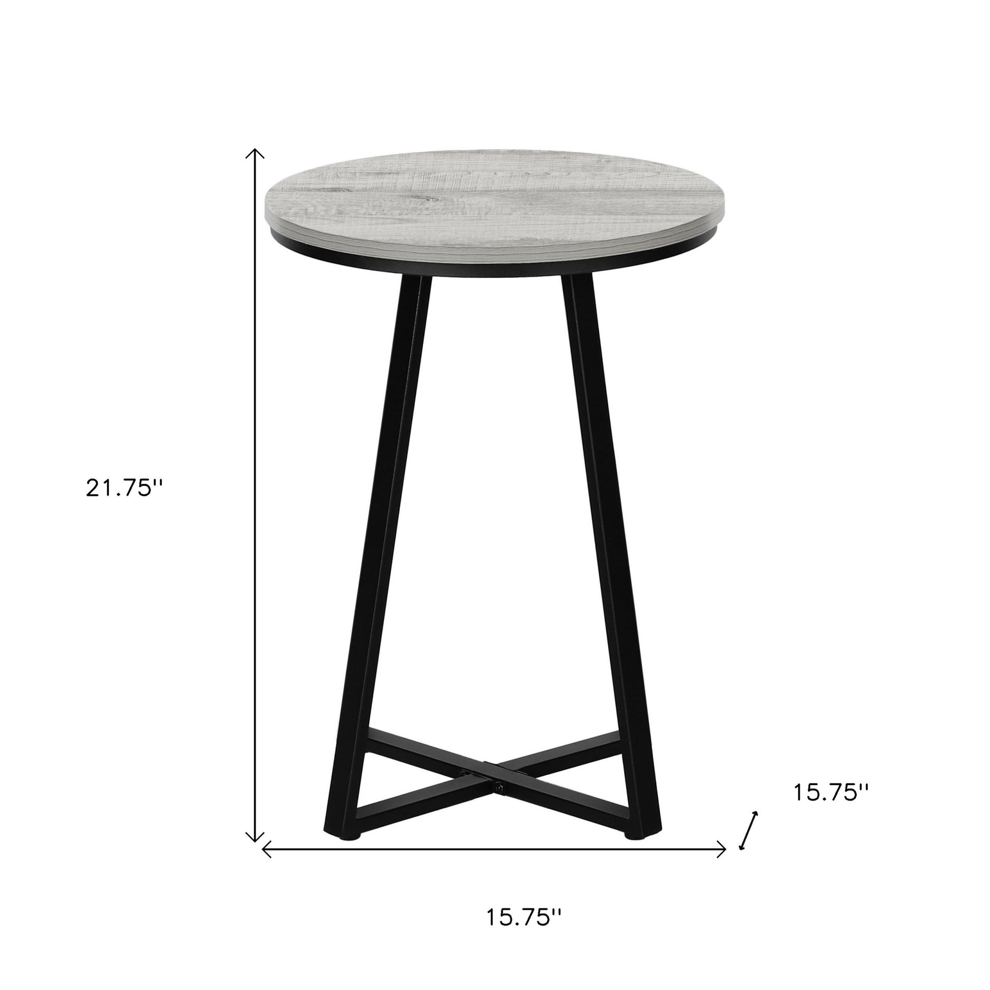 22" Black And Grey Round End Table By Homeroots | End Tables | Modishstore - 4