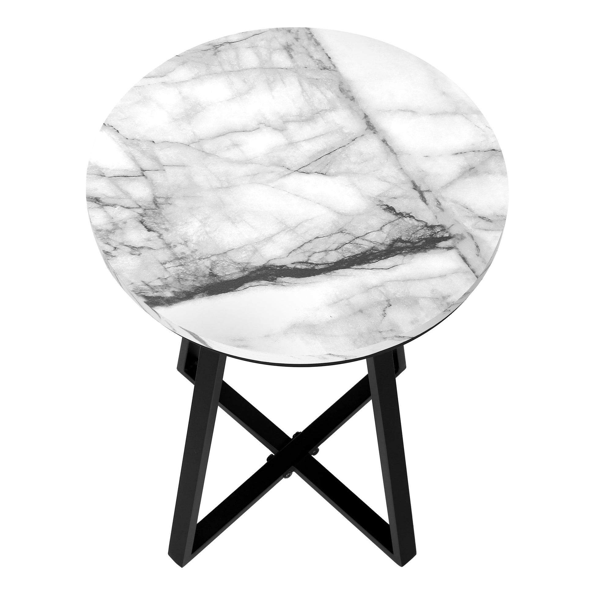 22" Black And White Faux Marble Round End Table By Homeroots | End Tables | Modishstore - 5