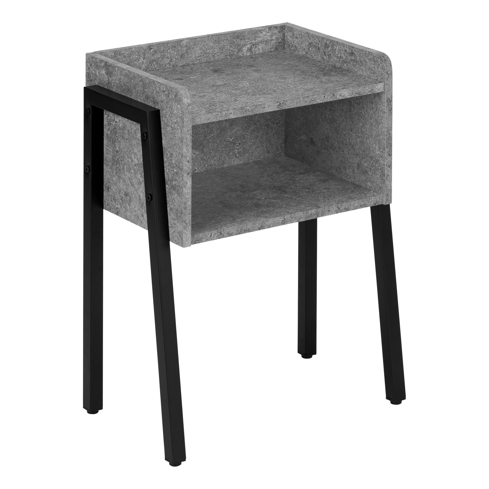 23" Black And Grey Faux Stone End Table With Shelf By Homeroots | End Tables | Modishstore