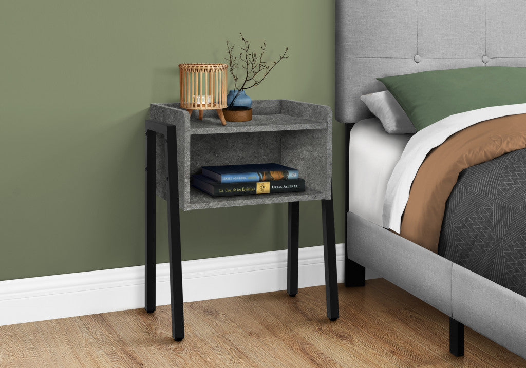 23" Black And Grey Faux Stone End Table With Shelf By Homeroots | End Tables | Modishstore - 7