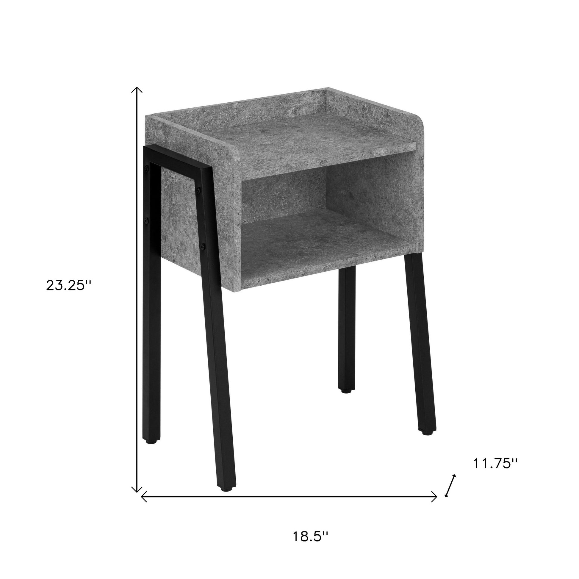 23" Black And Grey Faux Stone End Table With Shelf By Homeroots | End Tables | Modishstore - 8