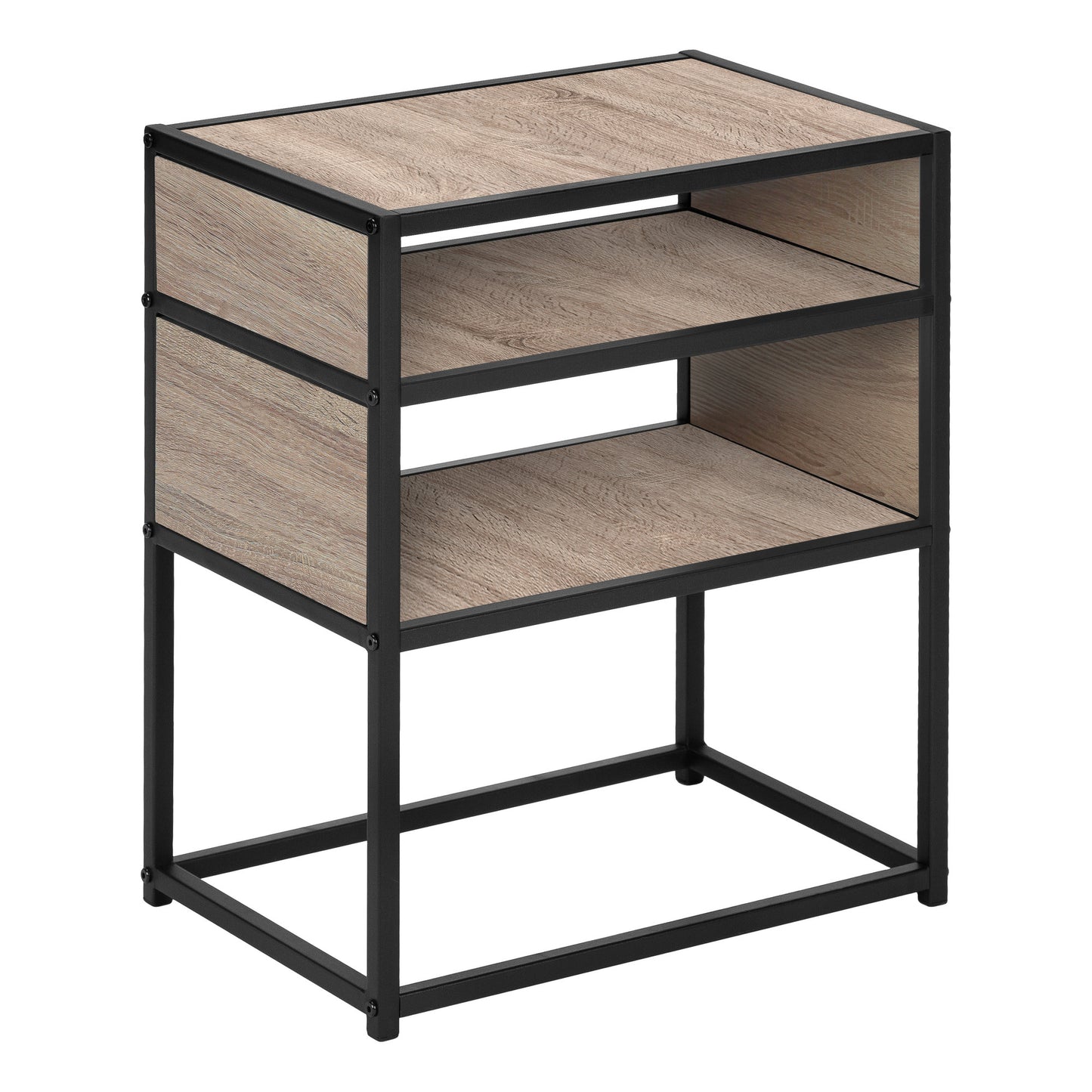 22" Black And Dark Taupe End Table With Two Shelves By Homeroots | End Tables | Modishstore