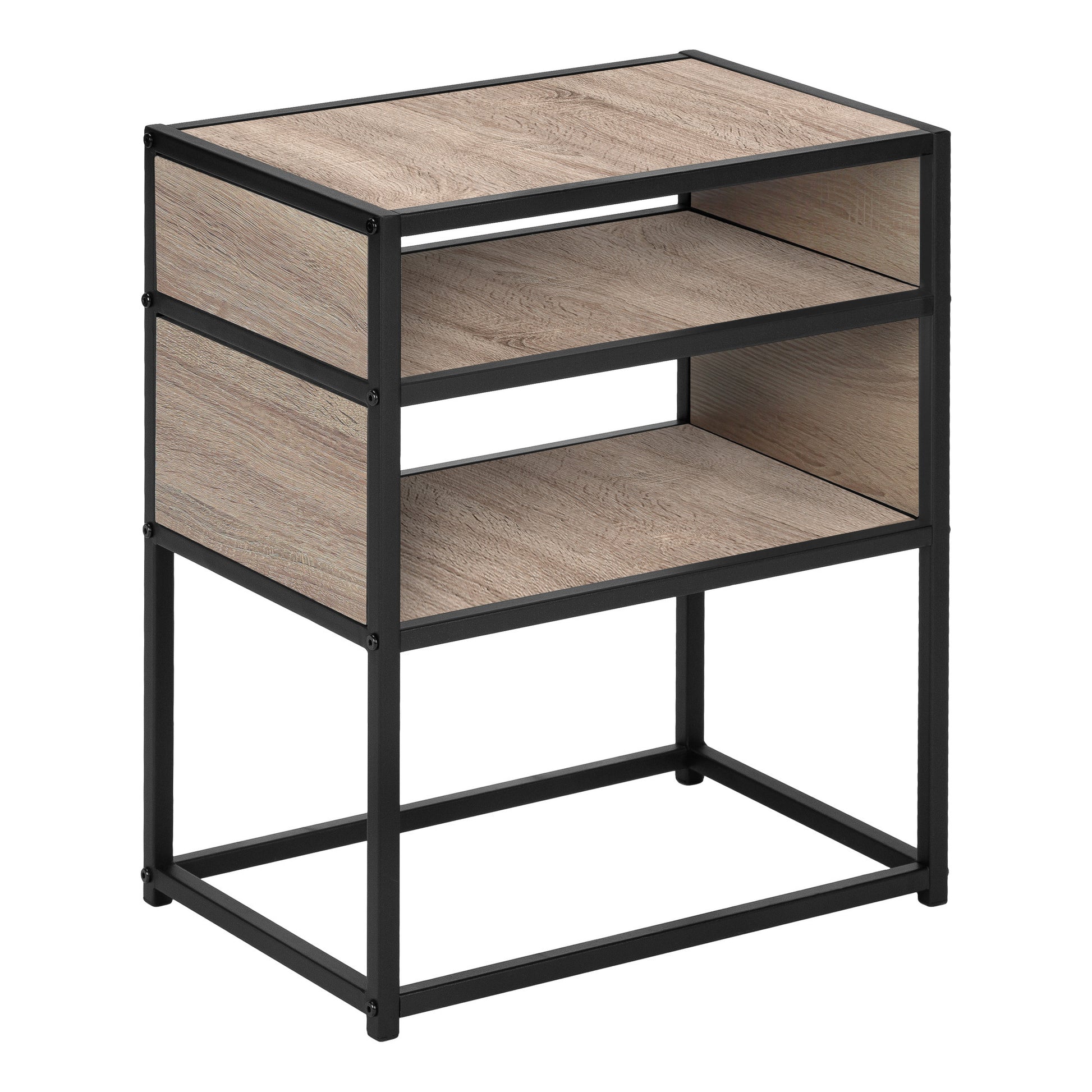 22" Black And Dark Taupe End Table With Two Shelves By Homeroots | End Tables | Modishstore