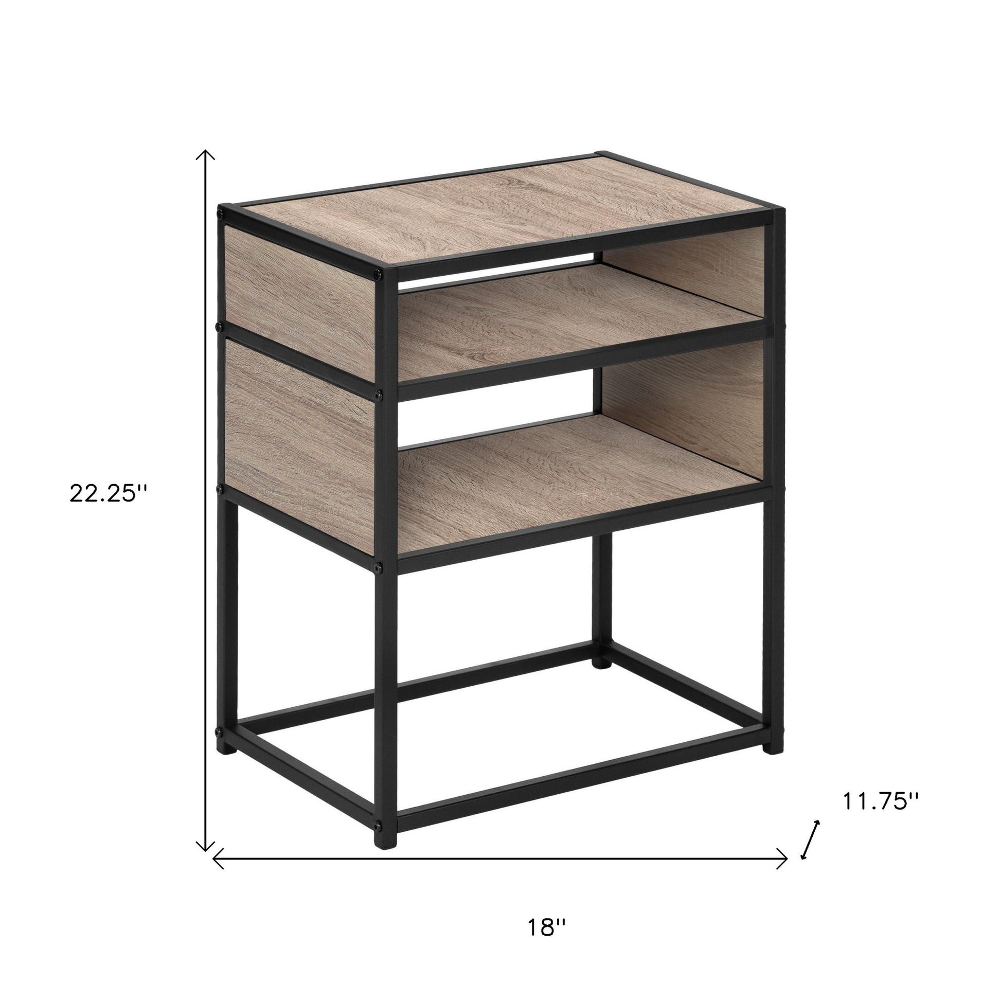 22" Black And Dark Taupe End Table With Two Shelves By Homeroots | End Tables | Modishstore - 8