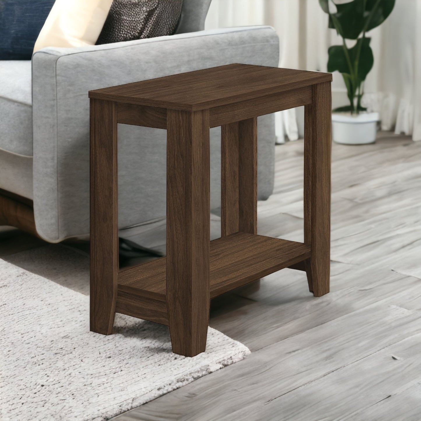 22" Walnut End Table With Shelf By Homeroots | End Tables | Modishstore - 6