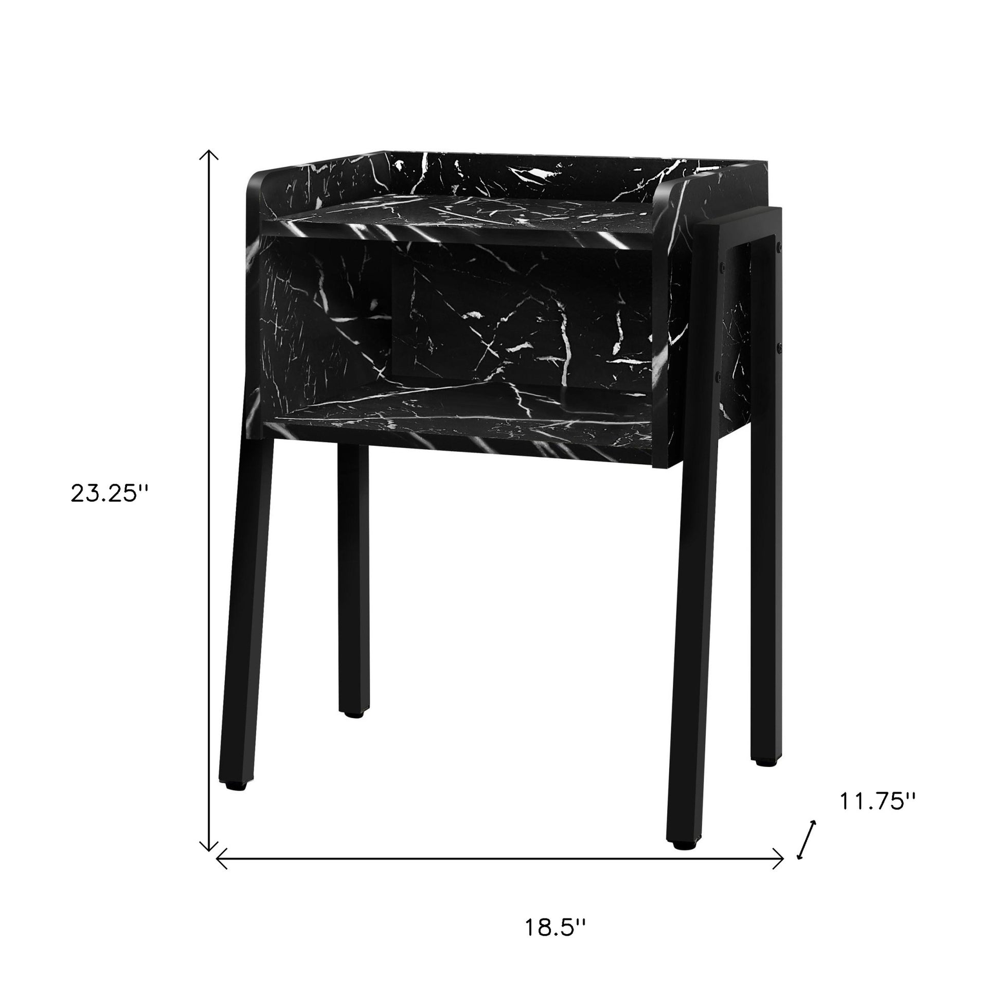 23" Black Faux Marble End Table With Shelf By Homeroots | End Tables | Modishstore - 4