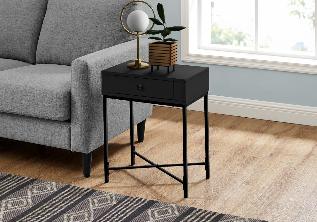 23" Black End Table With Drawer By Homeroots | End Tables | Modishstore - 6