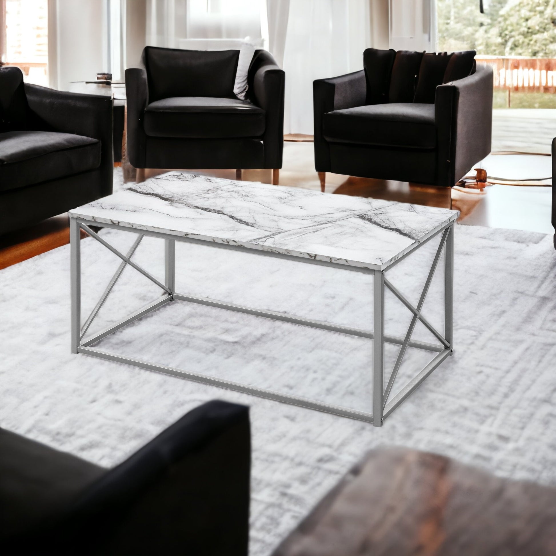 Set Of Three 42" White Rectangular Coffee Table By Homeroots | Coffee Tables | Modishstore - 7