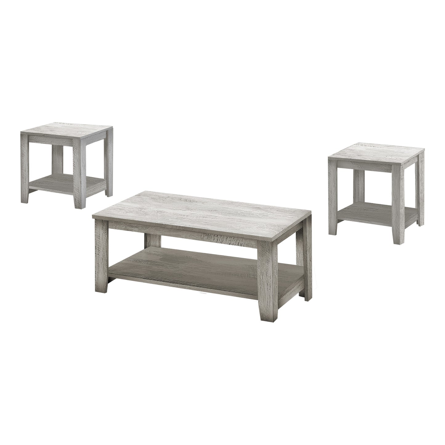 Set Of Three 42" Gray Rectangular Coffee Table With Three Shelves By Homeroots | Coffee Tables | Modishstore - 3