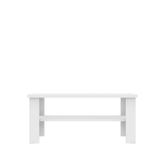35" White Rectangular Coffee Table With Shelf By Homeroots